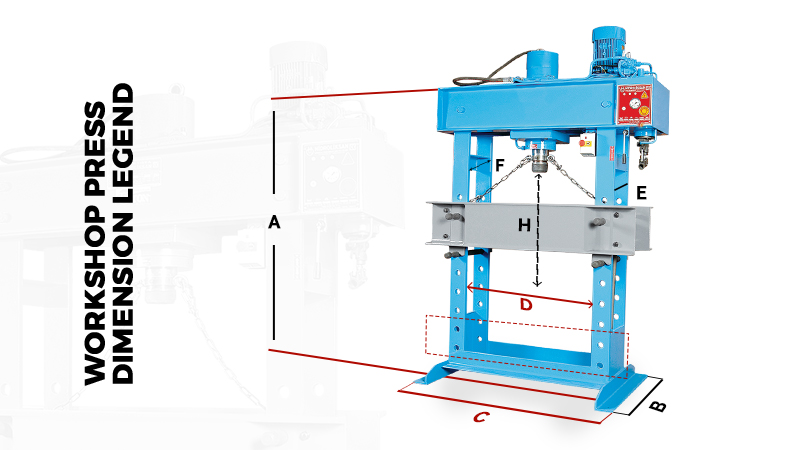 100 Ton Motor Workshop Press Product Dimensions