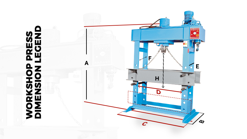 120 Ton Motor Workshop Press Product Dimensions
