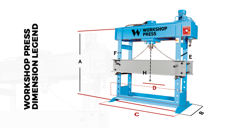 180 Ton Motor Workshop Press Product Dimensions