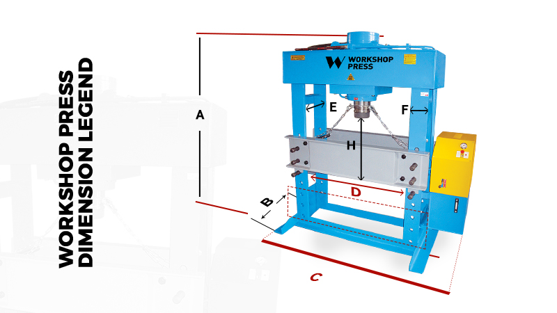 250 TON Motor Workshop Press Product Dimensions