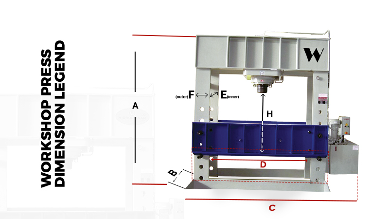 300 Ton Motor Workshop Press Product Dimensions