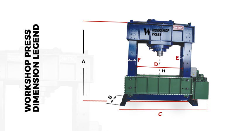500 Ton Motor Workshop Press Product Dimensions